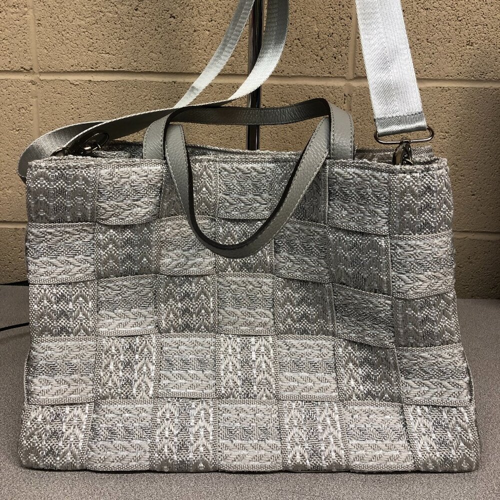 Alma Tonutti Woven Metallic Silver Italian Tote